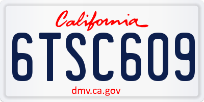 CA license plate 6TSC609