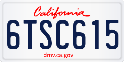 CA license plate 6TSC615