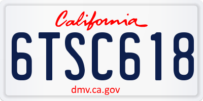 CA license plate 6TSC618