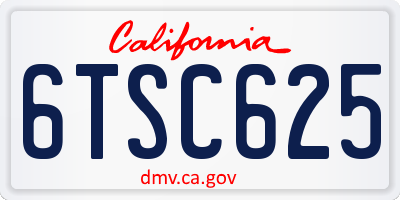 CA license plate 6TSC625