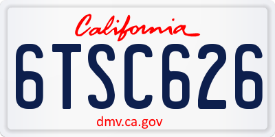CA license plate 6TSC626