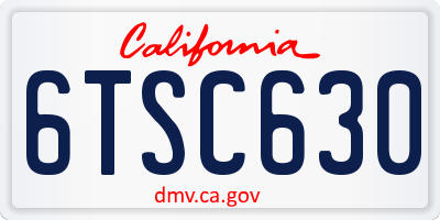CA license plate 6TSC630