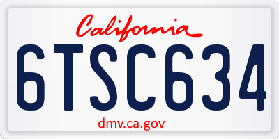 CA license plate 6TSC634