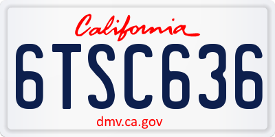 CA license plate 6TSC636