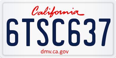 CA license plate 6TSC637
