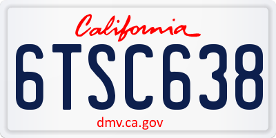 CA license plate 6TSC638