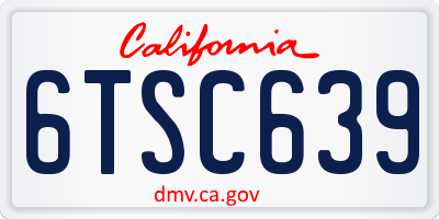 CA license plate 6TSC639