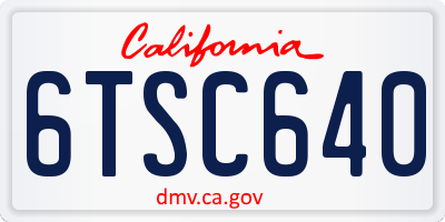 CA license plate 6TSC640