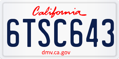 CA license plate 6TSC643