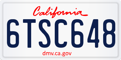 CA license plate 6TSC648