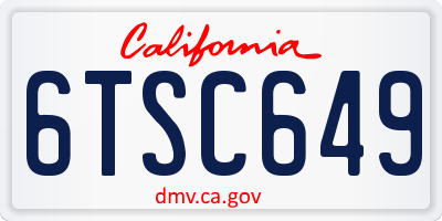 CA license plate 6TSC649