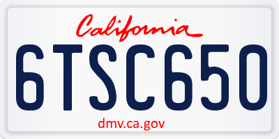 CA license plate 6TSC650