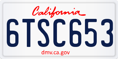 CA license plate 6TSC653