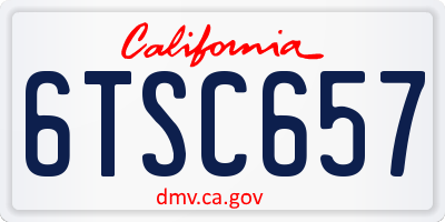 CA license plate 6TSC657