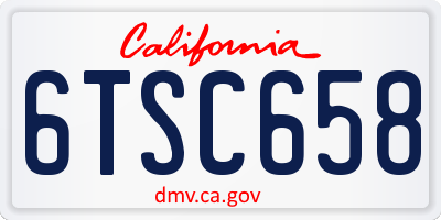 CA license plate 6TSC658