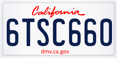 CA license plate 6TSC660