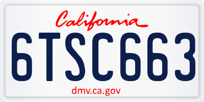 CA license plate 6TSC663