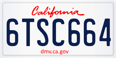 CA license plate 6TSC664
