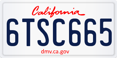 CA license plate 6TSC665