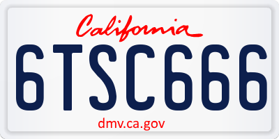 CA license plate 6TSC666