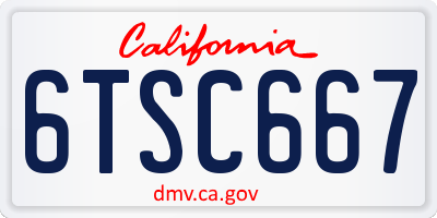 CA license plate 6TSC667