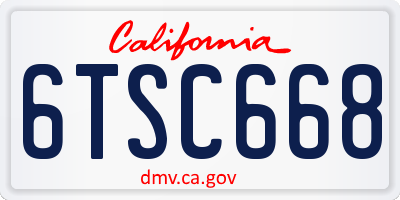 CA license plate 6TSC668
