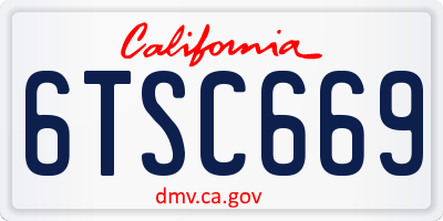 CA license plate 6TSC669