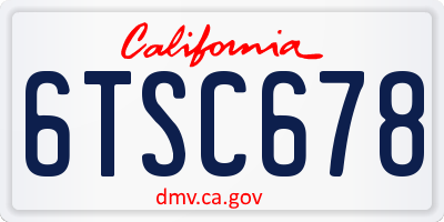 CA license plate 6TSC678