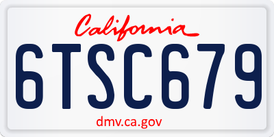 CA license plate 6TSC679