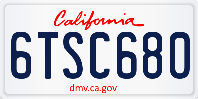 CA license plate 6TSC680