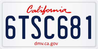 CA license plate 6TSC681