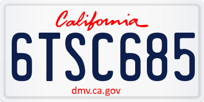 CA license plate 6TSC685