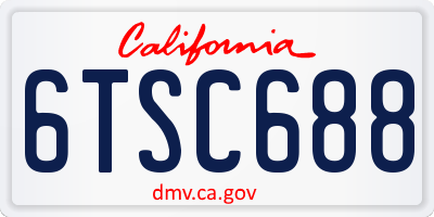 CA license plate 6TSC688