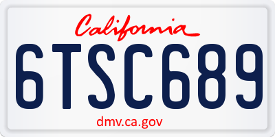 CA license plate 6TSC689