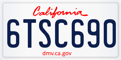 CA license plate 6TSC690