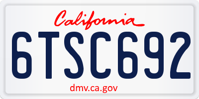 CA license plate 6TSC692