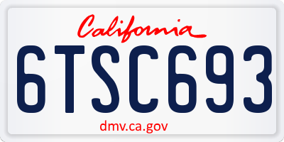 CA license plate 6TSC693