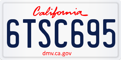 CA license plate 6TSC695