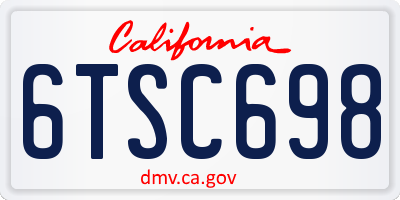 CA license plate 6TSC698