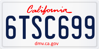 CA license plate 6TSC699