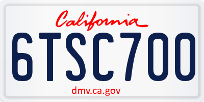 CA license plate 6TSC700