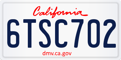 CA license plate 6TSC702