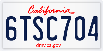 CA license plate 6TSC704