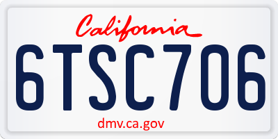 CA license plate 6TSC706