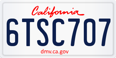 CA license plate 6TSC707