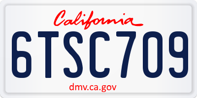 CA license plate 6TSC709