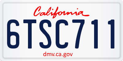 CA license plate 6TSC711