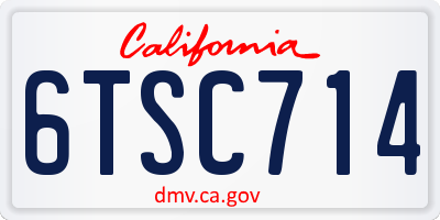 CA license plate 6TSC714