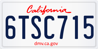 CA license plate 6TSC715