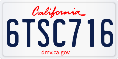 CA license plate 6TSC716